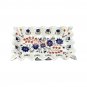 White Marble Fruit Organizer Bowl Handmade Collectible Lapis Inlaid Floral Decor