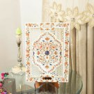 White Marble Handmade Food Serving Dining Tray Carnelian Floral Lattice Art Deco
