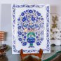 Lapis Inlaid Marquetry Floral Design Food Serving Tray Handmade Kitchen Decor