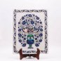 Lapis Inlaid Marquetry Floral Design Food Serving Tray Handmade Kitchen Decor