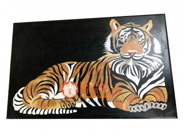 4'x2' Marble Black Counter Tops Dining Table Lion Inlay Living Decor H5664A