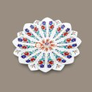White Marble Designer Flower Fruit Bowl Semi Precious Handcrafted Kitchen Decor