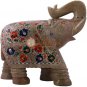 12" Marble Inlaid Jumbo Elephant Semi Precious Floral Wedding Gift Show Piece