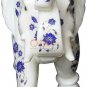 12" Marble Elephant Sculpture Lapis Lazuli Inlay Floral Design New Year Eve Gift