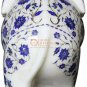 12" Marble Elephant Sculpture Lapis Lazuli Inlay Floral Design New Year Eve Gift