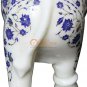 12" Marble Elephant Sculpture Lapis Lazuli Inlay Floral Design New Year Eve Gift