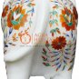 10" White Elephant Statue Carnelian Stone Art Floral Handmade Christmas Eve Gift