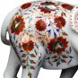 10" White Elephant Statue Carnelian Stone Art Floral Handmade Christmas Eve Gift