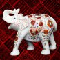 10" White Elephant Statue Carnelian Stone Art Floral Handmade Christmas Eve Gift