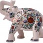 8" Marble Wild Elephant Lapis Peacock Inlay Design Art Thanksgiving Gift Special