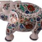 8" Marble Wild Elephant Lapis Peacock Inlay Design Art Thanksgiving Gift Special