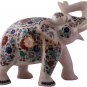 8" Marble Wild Elephant Lapis Peacock Inlay Design Art Thanksgiving Gift Special