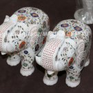 12" Modern Marble Stone Elephant for Sale Multi Inlay Wedding Gift Decor H5721B
