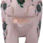 4" Marvulesh White Elephant Sculpture Malachite Inlaid Floral Art Columbus Gifts