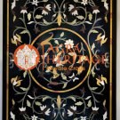 Black Marble Center Conference Table Top Inlay Floral Hallway Decorative E1603