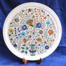 15" Marble Round Plate Multi Floral Marquetry Precious Inlay Design Gift Decor