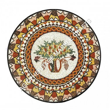36" Mosaic Inlaid Marble Round Dining Top Center Table Scagliola Decor H4893A