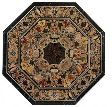 36"x36" Marble Coffee Table Top Rare Pietra Dura Mosaic Inlay Garden Home Decor