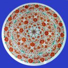 36" Marble Round Marquetry Dining Table Top Carnelian Malachite Inlay Home Decor