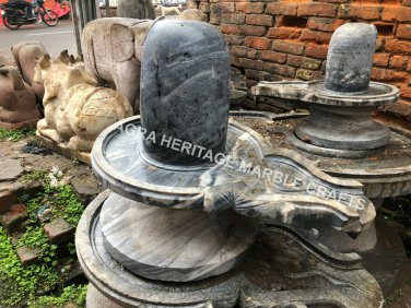18" Black Marble Stone Shiva Lingam Shiv Ling Idol Murti Sculpture Decor E1158
