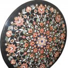36" Black Marble Dining Top Table Marquetry Arts Inlay Work Gems Garden Decor