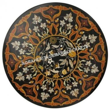 36" Marble Round Dining Table Top Mosaic Handmade Inlay Home Kitchen Decor H4360