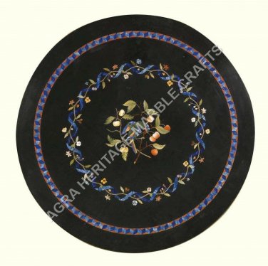 36" Round Marble Dining Home Table Top Marquetry Inlay Living Room Decor H4672B