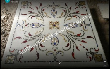 36" White Marble Dining Table Top Precious Inlay Arts Living Room Decor E512