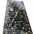 72"x36" Black Marble Dining Hallway Table Top Marquetry Inlay Garden Decor E1490
