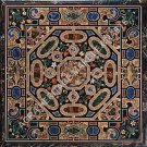 60" Marble Dining Restaurant Table With Black Top Scagliola Inlaid Decor H5099A