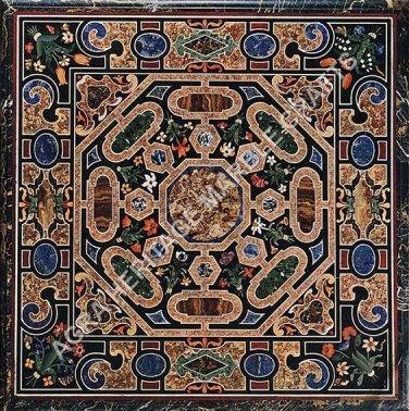 60" Marble Dining Restaurant Table With Black Top Scagliola Inlaid Decor H5099A