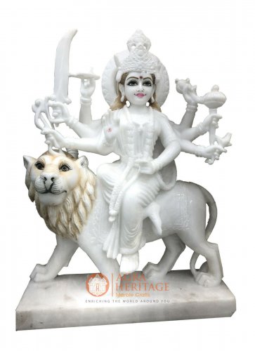 24" Marble Durga Maa Divine Statue Handmade Religious Gift Temple Decor E1165