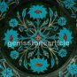 10" Black Collectible Plate Turquoise Inlay Floral Fine Art Columbus Gift Decor