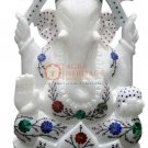 12" White Top Handmade Ganesha Sculpture Idol God Multi Color Veterans Gift Deco 12" White Top Handmade Ganesha Sculpture Idol God Multi Color Veterans Gift Deco