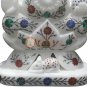 12" White Top Handmade Ganesha Sculpture Idol God Multi Color Veterans Gift Deco