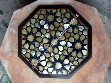 Marble Bedroom Center Table Top Lapis Lazuli Inlay Mosaic Interior Decor H5392