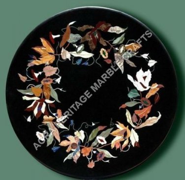 36" Marquetry Design Marble Hallway Unique Table Top Decor Living Room E471A