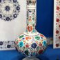 18" White Marble Decorative Multi Flower Vase Marquetry Inlay Decorative E189