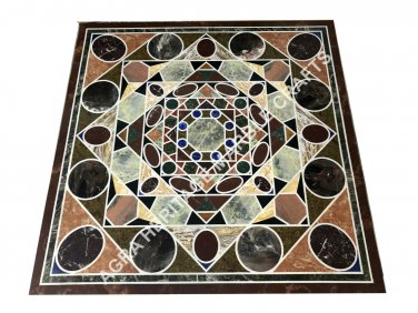 Marble Side 38" Dining Table Top Pietra Dura Inlay Living Furniture Decor E1509