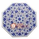 31" Marble Coffee Center Table Top Lapis Lazuli Inlay Floral Kitchen Decor H029