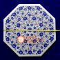31" Marble Coffee Center Table Top Lapis Lazuli Inlay Floral Kitchen Decor H029