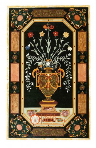 Black Marble Decorative Center Dining Table Top Pitradura Art Hallway Deco E1636