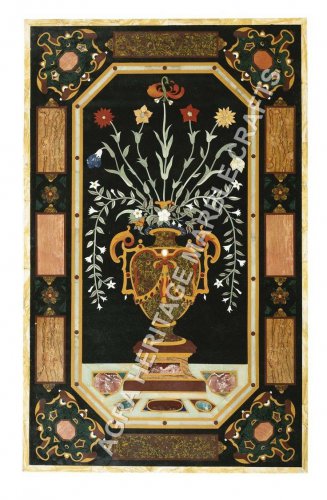 6'x3' Decorative Marble Dining Table Top Floral Marquetry Inlay Art Decor H4806A