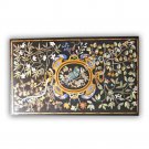 6'x3' Black Marble Dining Center Table Top Marquetry Inlay Hallway Decor E1000A