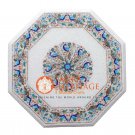 24" Marble Coffee Table Top Peacock Pauashell Multi Inlay Floral Design H038
