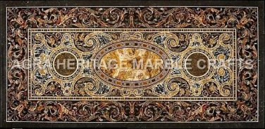 6'x3' Black Marble Dining Exclusve Table Top Collectible Inlaid Home Decor H5149