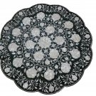 24" Black Marble Coffee Bedroom Table Top Mother of Pearl Inlay Floral Art Decor
