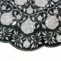 24" Black Marble Coffee Bedroom Table Top Mother of Pearl Inlay Floral Art Decor