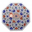 32" Marble Coffee Table Top Multi Inlay Stone Floral Peacock Art Home Decor H030