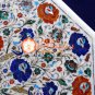 32" Marble Coffee Table Top Multi Inlay Stone Floral Peacock Art Home Decor H030
